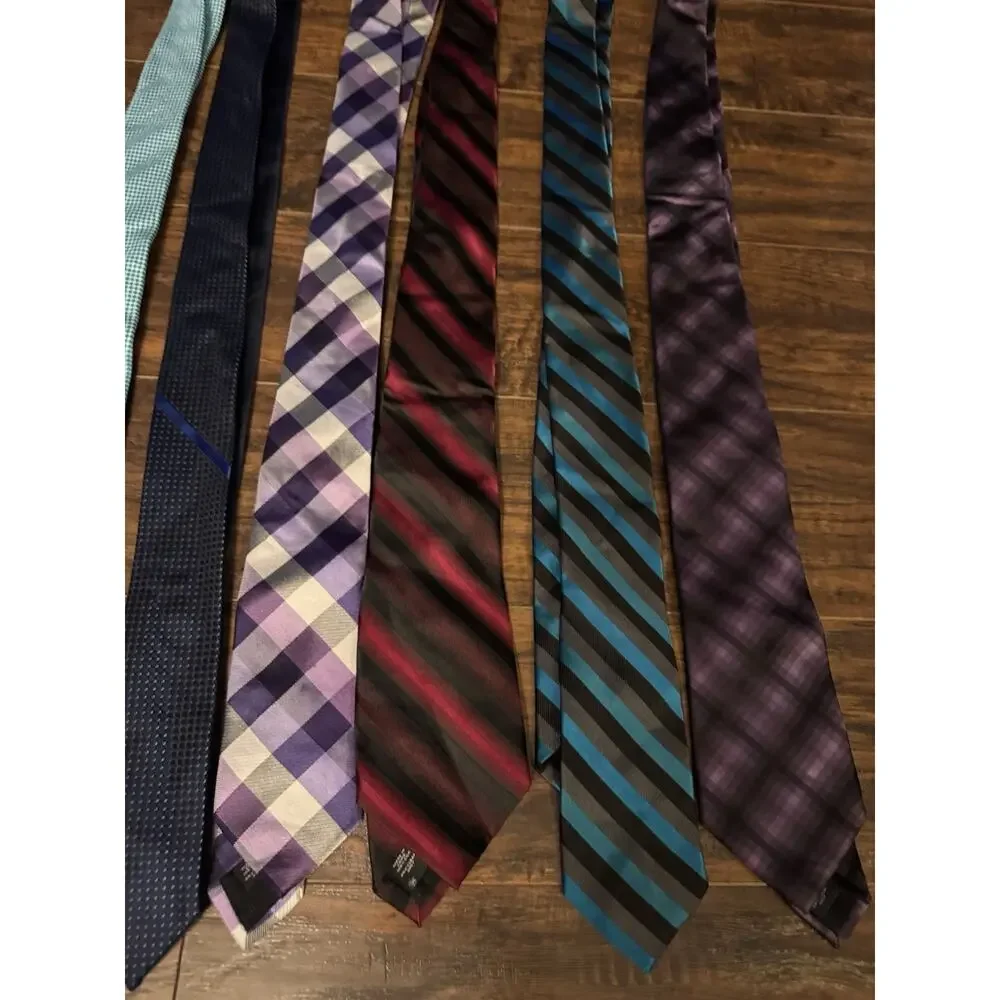 EXPRESS 100% Silk Tie Lot 10 Mens Blue Stripe Executive Necktie Plaid Purple